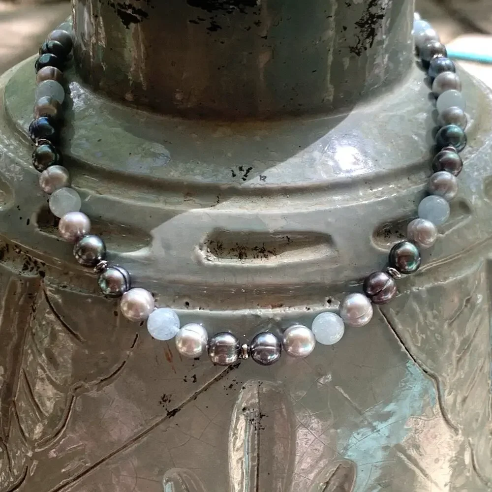 Honora Necklace 18 Inches Sterling Silver, Freshwater Pearls and Quartz - Picture 6 of 8